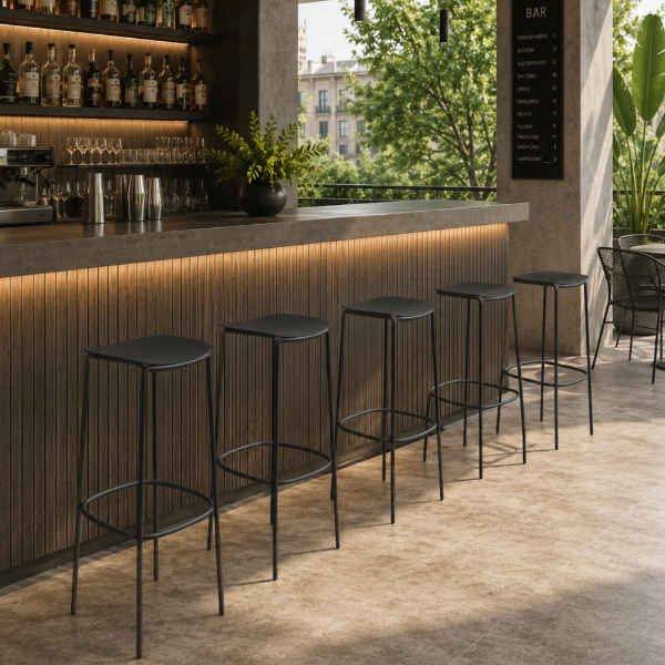 Picture of Bar stool, trick, steel, anthracite, 35x45x75cm