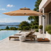 Picture of Umbrella, mykonos, fabric+aluminum, white+beige, 300x300cm