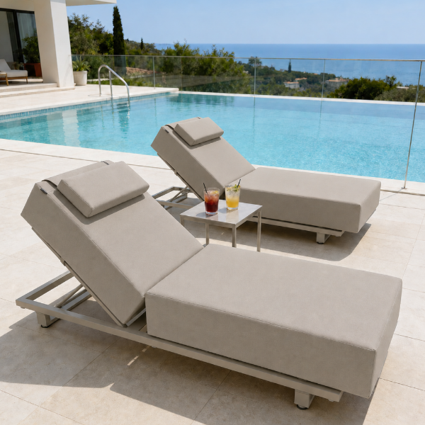 Picture of Sunlounger, isla, aluminium, grey, 75x210x35cm