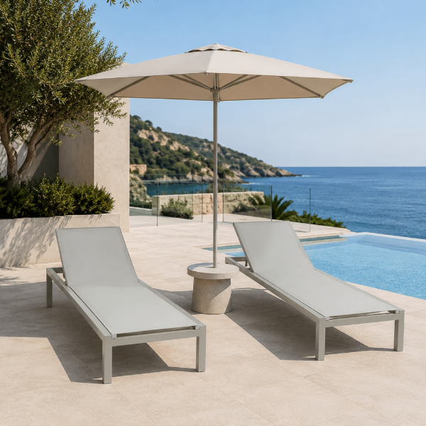 Picture of Sunlounger, flow, aluminium, white, 197x75x30cm