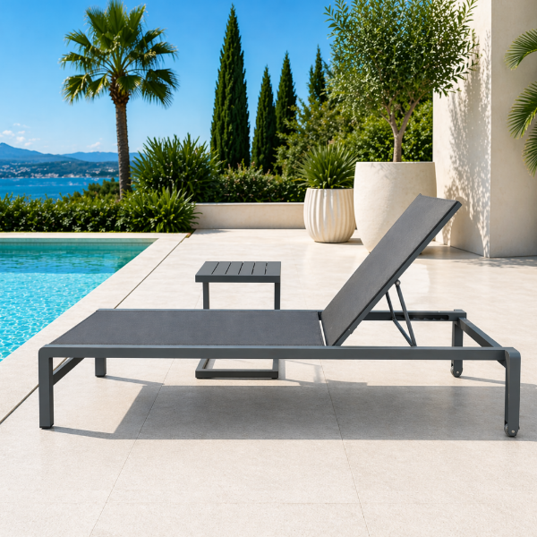 Picture of Sunlounger, borea, aluminium antracite, fume, 195x78x33cm