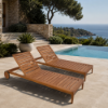 Picture of Sunlounger, isla, teak natural, cushion tabacco, 208x73x26cm