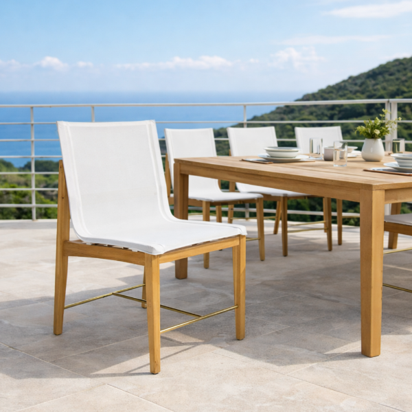 Picture of Chair, bioko, teak natyral, white, 50.8x58.6x81cm