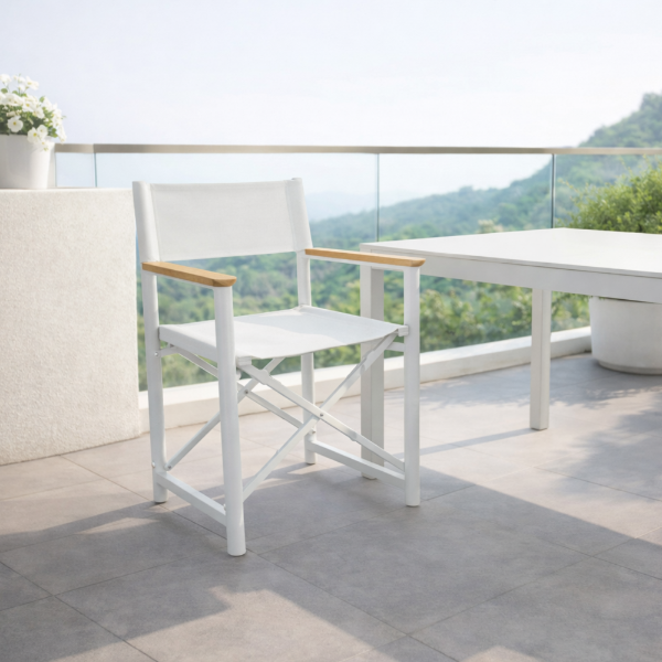 Picture of Chair with armrest, alor, aluminium, white, 58.5x59.8x84.15cm