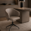 Picture of Office chair, adria, black metal, leather, medium grey, 62x55x74cm