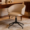 Picture of Office chair , adria, black metal, leather,beige, 62x55x74cm