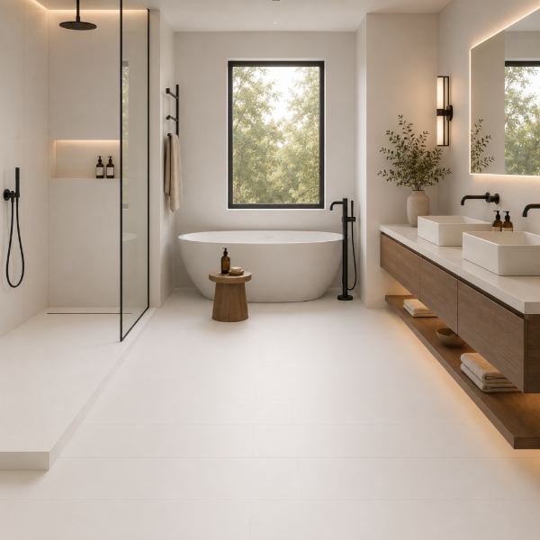 Picture of Floor tile eco white, plain effect, matt, 9mm 30x60cm