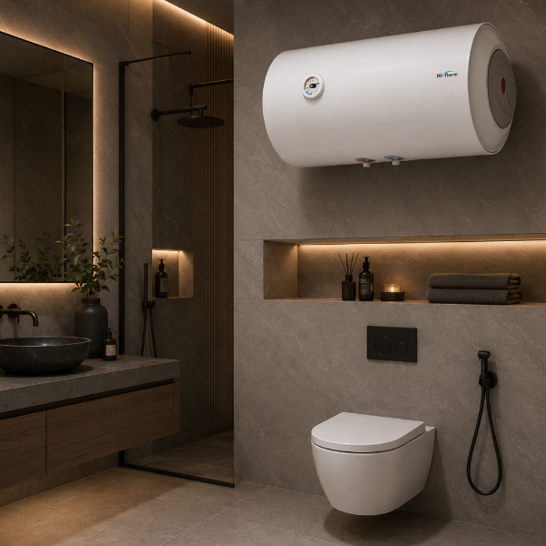 Picture of Boiler hi-therm, horizontal, right, white, 80lt, 2kw