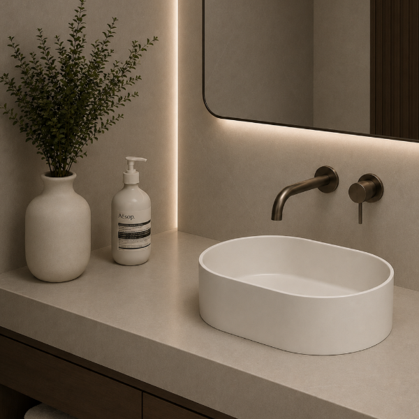 Picture of Theo oval basin, ceramic, countertop, talco, matte, 55x40cm