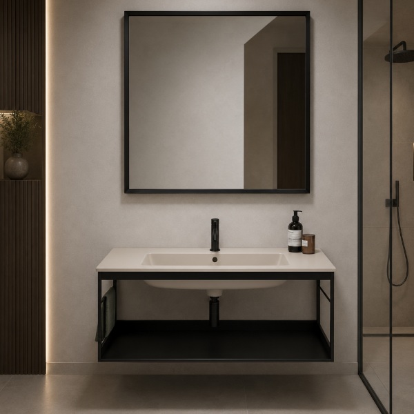 Picture of Pura rectangular basin, ceramic, built-in/wall hung, light beige matte, 82x46cm