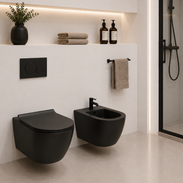 Picture of Pura bidet, ceramic, wall hung, anthracite, matte, 50x36cm