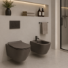 Picture of Pura bidet, ceramic, wall hung, dark brown, matte, 50x36cm
