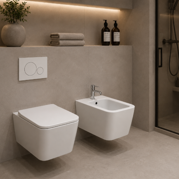 Picture of Nubes bidet, ceramic, wall hung, white, matte, 55x35cm
