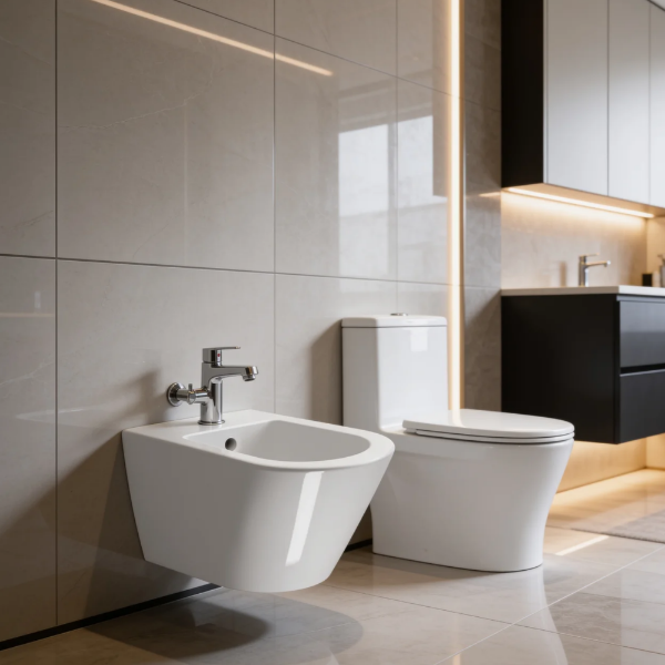 Picture of Kube x bidet, ceramic, wall hung, white, glossy, 50x36cm