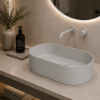 Picture of Kube x oval basin, ceramic, freestanding, light grey, matte, 60x37cm