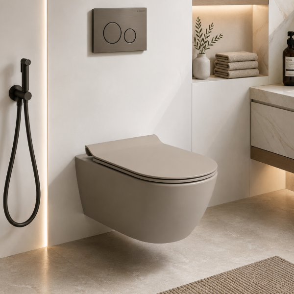 Picture of Pura wc, ceramic, wall hung, light brown, matte, 55x36cm