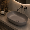 Picture of Pura oval basin, ceramic, freestanding, dark brown, matte, 60x37 cm