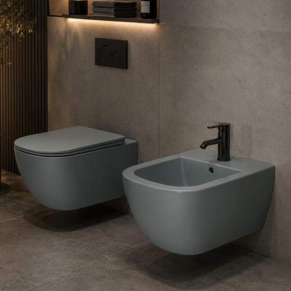 Picture of Pura bidet, ceramic, wall hung, agave, matte, 55x36 cm