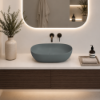 Picture of Pura oval basin, ceramic, freestanding, agave, matte, 60x37cm