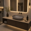 Picture of Nubes rectangular basin, ceramic, freestanding, dark brown, matte, 60x38cm