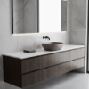 Picture of Nubes rectangular basin, ceramic, freestanding, dark brown, matte, 40x35 cm