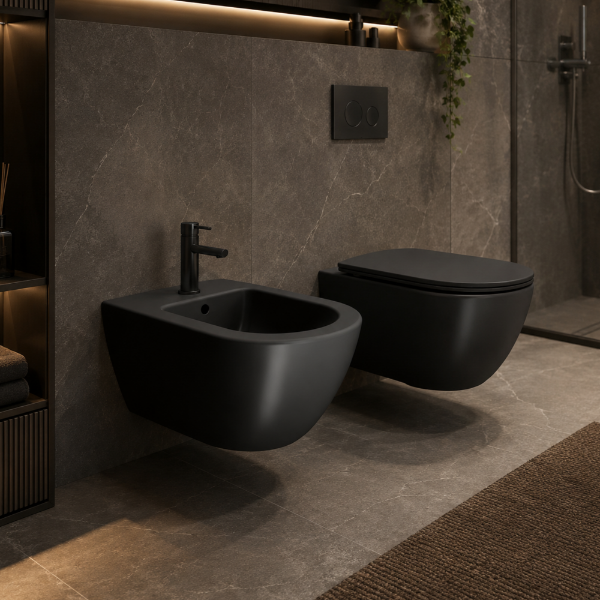 Picture of Pura bidet, ceramic, wall hung, anthracite, matte, 55x36 cm