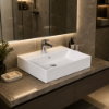 Picture of Rectangular line basin, ceramic, white, 60x42cm