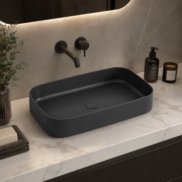 Picture of Shui comfort rectangular basin, ceramic, countertop, lavagna, matte, 60cm
