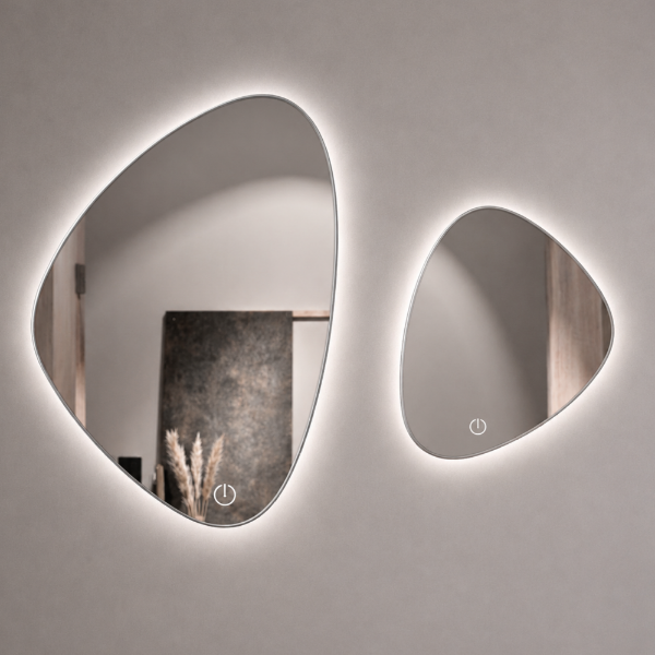Picture of Bym-9244 oval mirror set, touch screen with led, silver, 100x700 50x40cm