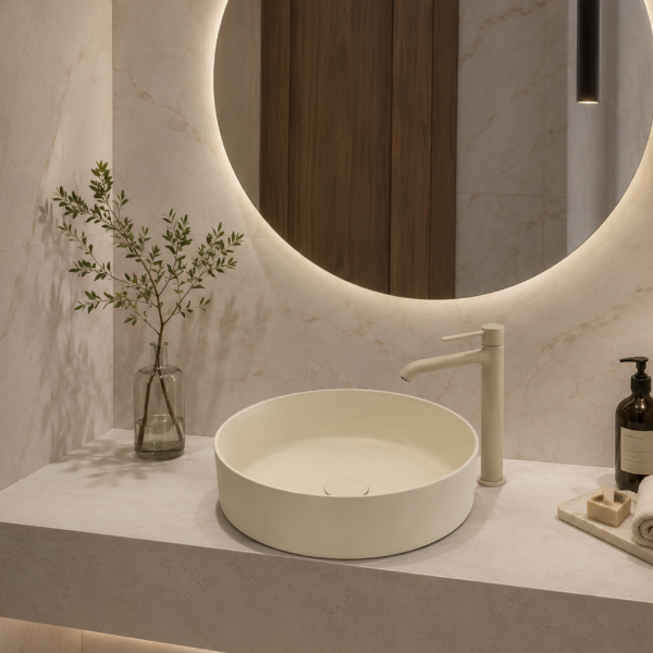 Picture of Shui comfort round basin, ceramic, countertop, linen, matte, 40cm